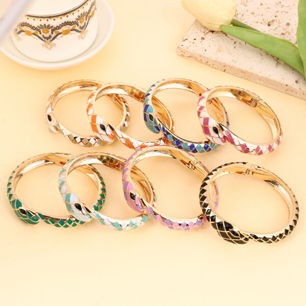 oly-8ba8e7ec9d0b13a9277fe4c9069d501e Wholesale spirit snake color matching enamel drop oil bracelet creative fashion cloisonne bracelet factory direct