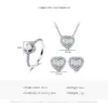 oly-8bacd27c40f2f8f3f0b50e68448dffcf Wholesale Holiday Engagement 925 Sterling Silver Women'S Zircon Silver Rhodium Plated Heart Shape Rings Earrings Necklace