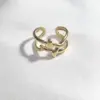 Wholesale Plasma Plated Steel Color 304 Stainless Steel Open Ring Snake-Shaped Cross Ginkgo Leaf Waterproof Non-Fading For Women