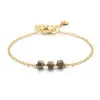 Wholesale Minimalist 304 Stainless Steel Chain Handmade Natural Stone Vacuum Electroplated Real Gold Geometric Pattern Bracelet French Niche Thin Chain Square Gemstone Personalized Jewelry For Women Bohemian Style
