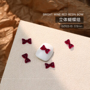 [glossy style] burgundy three-dimensional bow