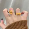 Wholesale Cute Cartoon Caramel Bread Party Ring Set Creative Cat Design Ring Lovely Heart Shaped Butterfly Knot Copper Material Women's Fashion Jewelry