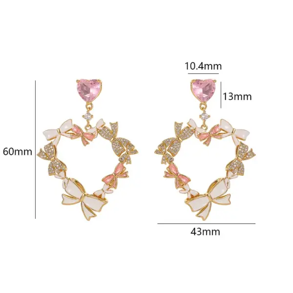 Wholesale Heart Shape Stud Earrings For Women With 925 Sterling Silver Posts, Copper Base, Electroplated Gold Plating, And Rhinestone Inlay