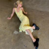 Wholesale Summer French Floral Print Suspender Dress, Sweet and Fresh Beach Dress, Long Fishtail Skirt, Milk Silk