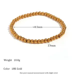 Elastic Bead Bracelet-Gold-4mm