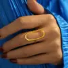 Wholesale PVD Coated Real Gold Plated 18K Gold Geometric 304 Stainless Steel Elegant Retro Waterproof Non Tarnish Open Rings