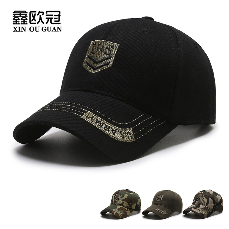 Wholesale Spring and Summer European and American Camouflage Korean Baseball Caps for Men, Outdoor Sports Peaked Caps, Embroidered Cross-Border Hats f