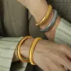 Wholesale 304 Stainless Steel Snakeskin PVD Coated 18K Real Gold Plated Hip-Hop Rock Cool Style Waterproof Non Tarnish Plating Gold Silver Wristband Bangle