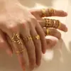 Wholesale PVD Coated 18K Gold Real Gold Plated Geometric Stainless Steel Modern Style Waterproof Non Tarnish Open Rings