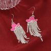 Wholesale Pink tassel cowboy hat earrings, long earrings, luxury jewelry