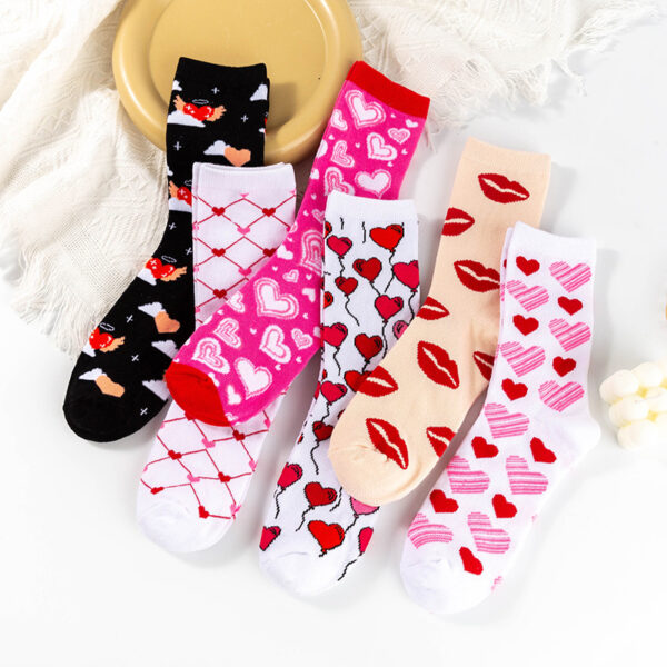oly-8c2bef4731c13c5cde0ba99f502b1228 Wholesale Spring and Autumn Valentine's Day series mid-calf women's socks knitted jacquard cotton socks women's socks love