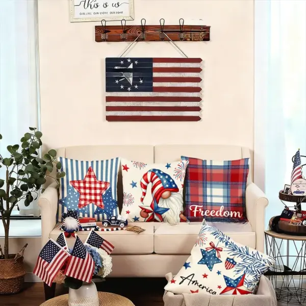 Wholesale Plush Pillow Case With Star Pattern For Independence Day Decoration