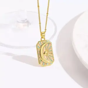 Blue and Pink Moon with Chain / 1 Strand/Package