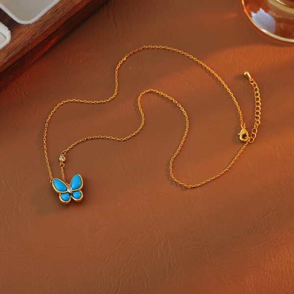 Wholesale Copper blue butterfly necklace, earrings, clavicle chain