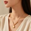 Wholesale Titanium steel square geometric pendant necklace chain trendy jewelry