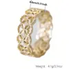 Wholesale Geometric Claw Setting Ring For Women In Copper With KC Golden Water Plating And Zircon Inlay