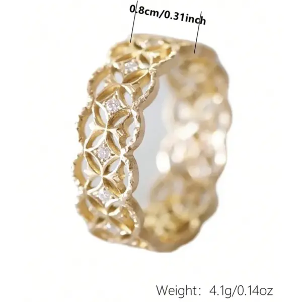 Wholesale Geometric Claw Setting Ring For Women In Copper With KC Golden Water Plating And Zircon Inlay