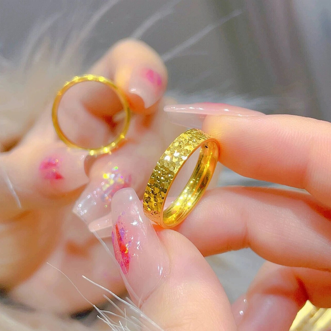 Wholesale Gold shop same style non-fading gold broken ice couple ring fashion time broken ice ring female Valentine's Day