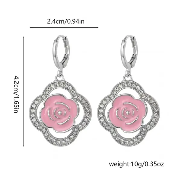 Wholesale Rose Earrings For Women In Natural Pink, New Style Alloy With Electroplated Gold Plating Process
