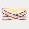 Wholesale National Flag Wristband With Claw Setting, Copper Material, Golden Plated Water Plating, Rhinestones Inlay, 0.03µm Plating Thickness