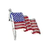 Wholesale Europe And The United States New American Flag Brooch Alloy Diamond Painting Oil Anti-light Pin Independence Day Flag Brooch Accessories