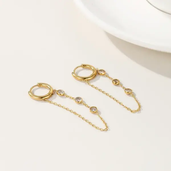 Wholesale PVD Coated 18K Gold Real Gold Plated Round 304 Stainless Steel IG Style Waterproof Non Tarnish Earrings