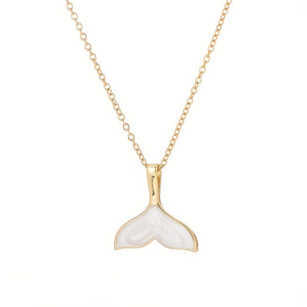 Wholesale 18k Gold-plated Fashionable Fishtail Drop Glue Stainless Steel Necklace Women's Simple Elegant Clavicle Chain All-match Light Luxury Style Decoration