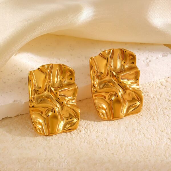 Wholesale Original Personality 304 Stainless Steel Women Earrings Golden Irregular Oval Earrings Valentine's Day Gift Jewelry