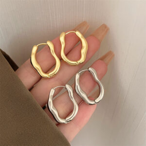 oly-8cac02113a0b37adb8a62ed4d325fcd7 Wholesale Irregular Geometric Ear Buckle Women's New Fashionable Personalized Design Internet Celebrity Earrings Elegant Simple ins Cold Style Earrings