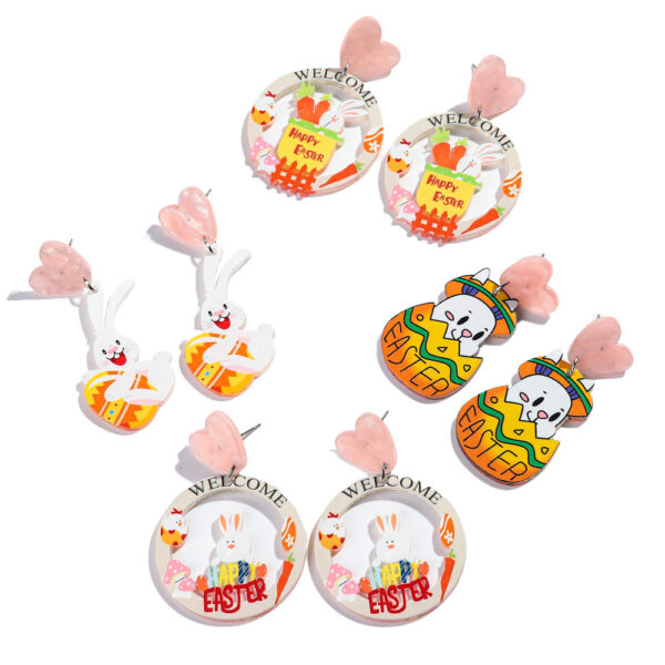 oly-8cad17f1f8666e48b4206582ee20b80a Wholesale Carnival Cartoon Rabbit Earrings Easter Animal Party Festival Cute Rabbit Acrylic Earrings