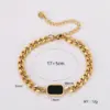 Wholesale Punk Style Black Mother Of Pearl Geometric Square Stainless Steel Bracelet All Over Stainless Steel