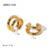 Wholesale PVD Coated Real Gold Plated 18K Gold Solid Color 304 Stainless Steel Simple Style Classic Style Waterproof Non Tarnish Ear Cuffs