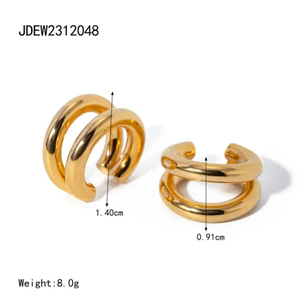 Wholesale PVD Coated Real Gold Plated 18K Gold Solid Color 304 Stainless Steel Simple Style Classic Style Waterproof Non Tarnish Ear Cuffs
