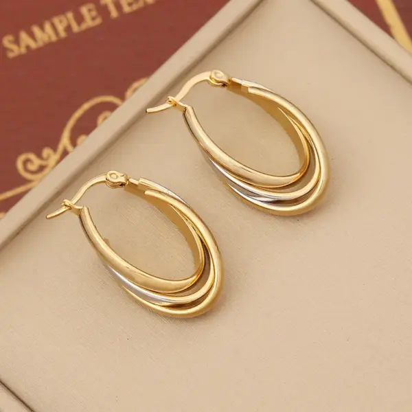 Wholesale PVD Coated 18K Gold Real Gold Plated Round Stainless Steel Modern Style Waterproof Non Tarnish Earrings