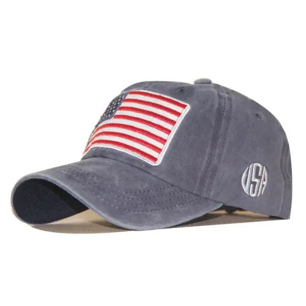 Wholesale Classic American Flag Baseball Cap Pure Cotton Washed Retro Hat Unisex Winter Flat Brim Hat Suitable For Men And Women