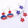 Wholesale Independence Day USA Beautiful Earrings Acrylic Heart Pattern Ethnic Style Star Craft Unisex Jewelry Accessories