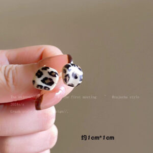 A2682 cream leopard print-korean retro leopard print square earrings