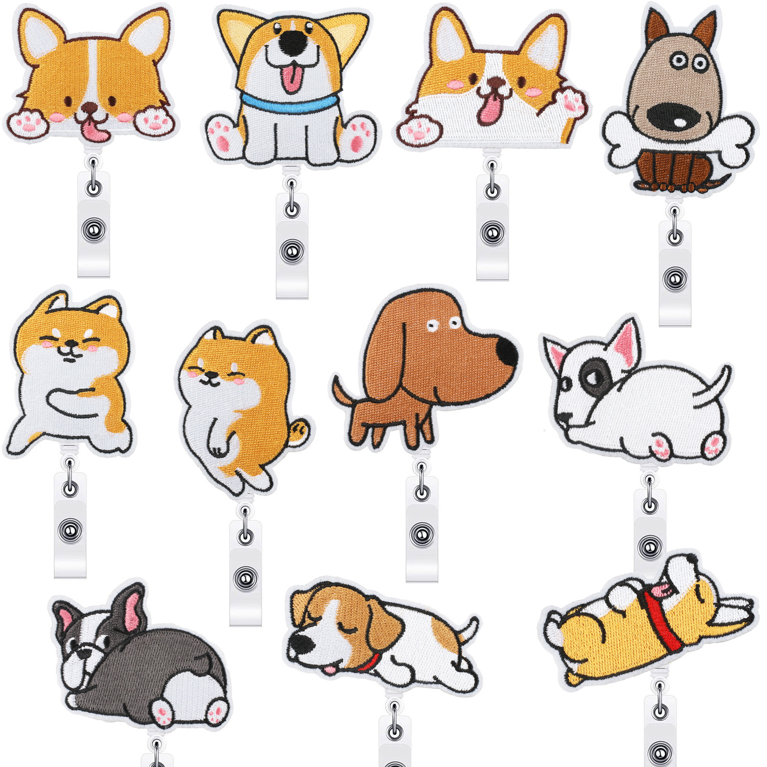 Wholesale Xiaotian Chai Dog Easy Pull Buckle Embroidered Cloth Sticker Puppy Alligator Clip Cartoon Dog Patch Sticker Computer Embroidered Label Easy