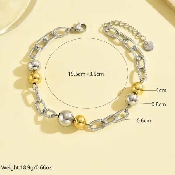 Wholesale PVD Coated Real Gold Plated 14K Gold Geometric 304 Stainless Steel Hip-Hop Simple Style Commute Waterproof Non Tarnish 304 Stainless Steel Bracelets