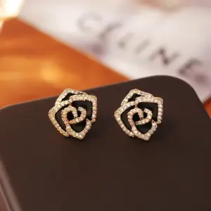 Multicolor / 1pc Fashionable Black Camellia Earrings
