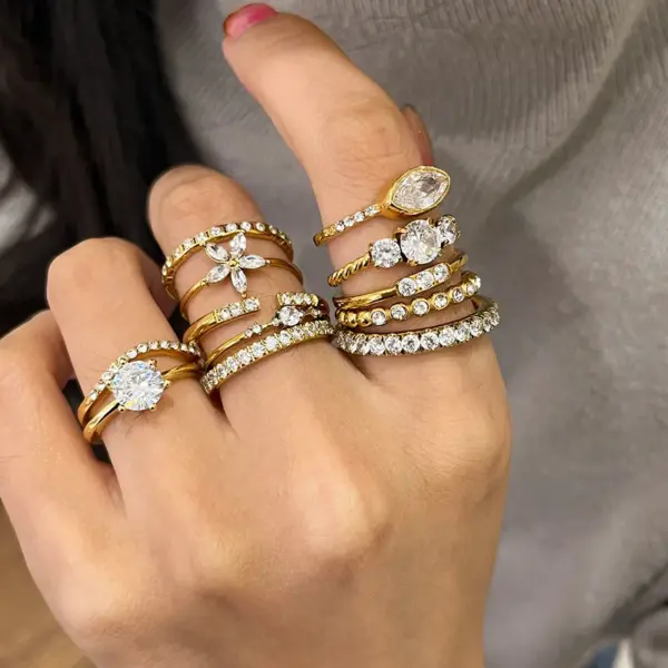 Wholesale 304 Stainless Steel Flower Ring High-end Vintage Ring Stainless Steel Jewelry Rings