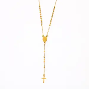 Wholesale PVD Coated Real Gold Plated Cross 304 Stainless Steel 667 Stainless Steel Simple Style Waterproof Non Tarnish 667 Stainless Steel Pendant Necklace