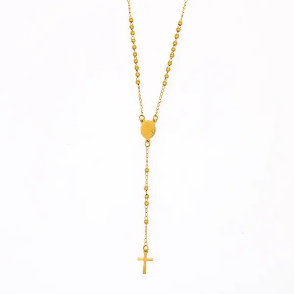 Wholesale PVD Coated Real Gold Plated Cross 304 Stainless Steel 667 Stainless Steel Simple Style Waterproof Non Tarnish 667 Stainless Steel Pendant Necklace