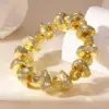Wholesale Asymmetrical Cylinder CCB Bangle For Women With Resin Inlay And Tube Chain