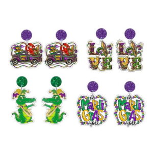 Wholesale Amazon colorful festival jewelry Mardi Gras carnival truck crocodile beads lobster earrings earrings