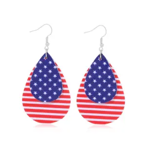 Leather Pentagram Stripe Earrings