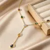 Wholesale Water Droplets Pendant Necklace For Women, 18K Gold Plated 304 Stainless Steel, PVD Coated, Zircon Inlay, Cable Chain