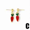 Wholesale 1 Pair Modern Style Simple Style Fruit Plating Inlay Copper Zircon 18K Gold Plated Earrings