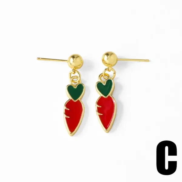 Wholesale 1 Pair Modern Style Simple Style Fruit Plating Inlay Copper Zircon 18K Gold Plated Earrings
