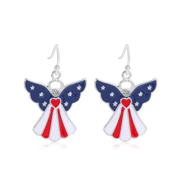 Wholesale Jewelry 1 Pair Ethnic Style American Flag Alloy Hoop Earrings Ear Hook